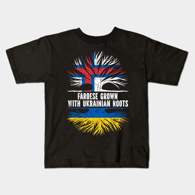 Faroese Grown with Ukrainian Roots Flag Kids T-Shirt by silvercoin